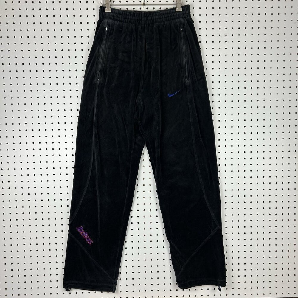 DePaul Nike Baggy Velour Sweatpants XS Ripcord Streetwear Team Black Zip Pocket